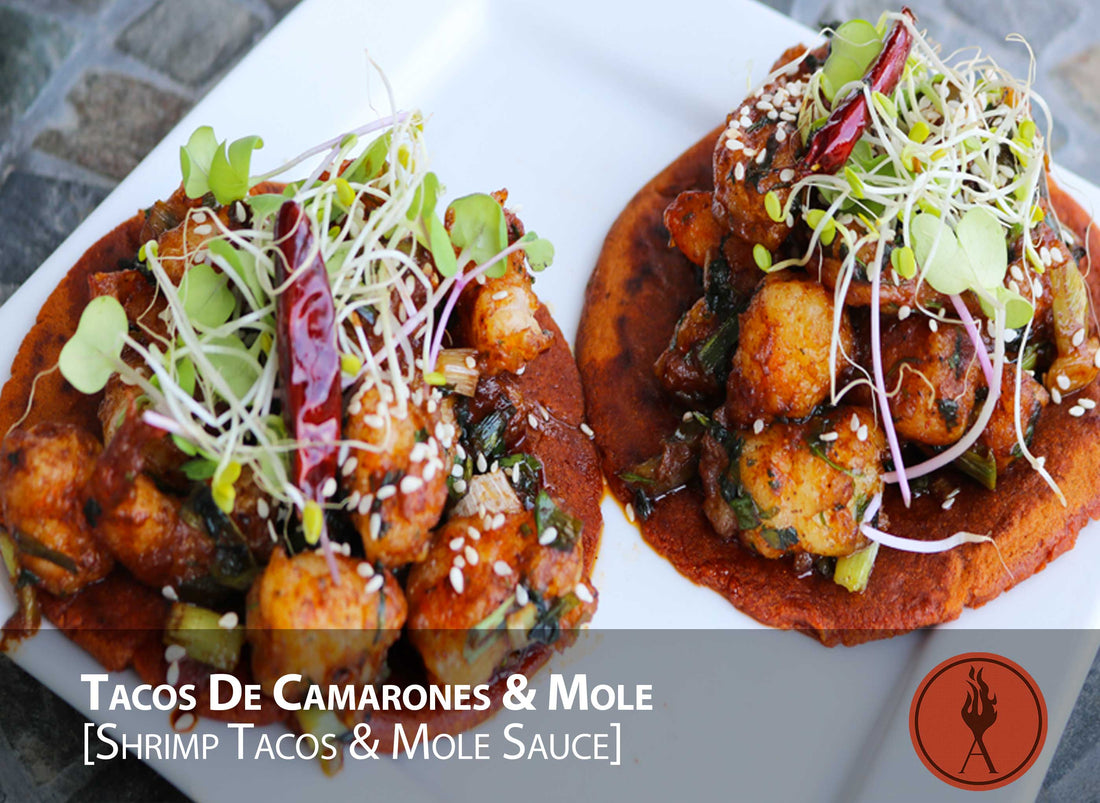 Tacos De Camarones & Mole (Shrimp Tacos & Mole Sauce)